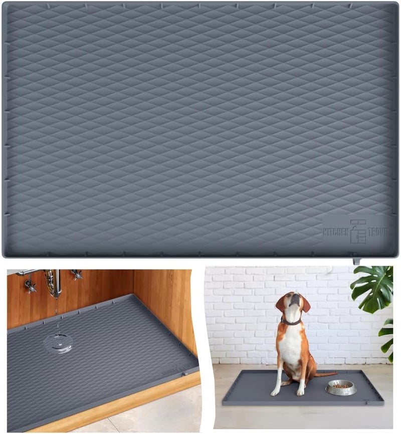 Kitchen Trove Premium Quality Under Sink Mat for Kitchen Waterproof 34" x 22" Cabinet Liner Silicone Under Sink Tray for Kitchen & Bathroom - Also Designed for Pet Food Mat, Cat Litter Mat, Dog Bowl Tray - Image 1
